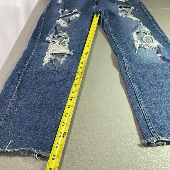 AEROPOSTALE Jeans Mom Fit Destroyed Raw Hem Distressed High Waist Womens 16 Blue - Picture 8 of 9